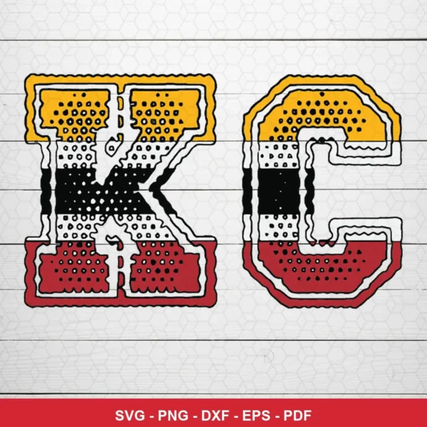 modern, stylized with halftone dot pattern and bold outlines Chiefs logo SVG for Cricut and Silhouette