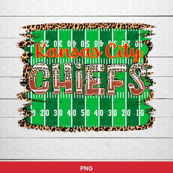 modern with a playful, bold, and trendy leopard print pattern integrated into sports typography Chiefs SVG