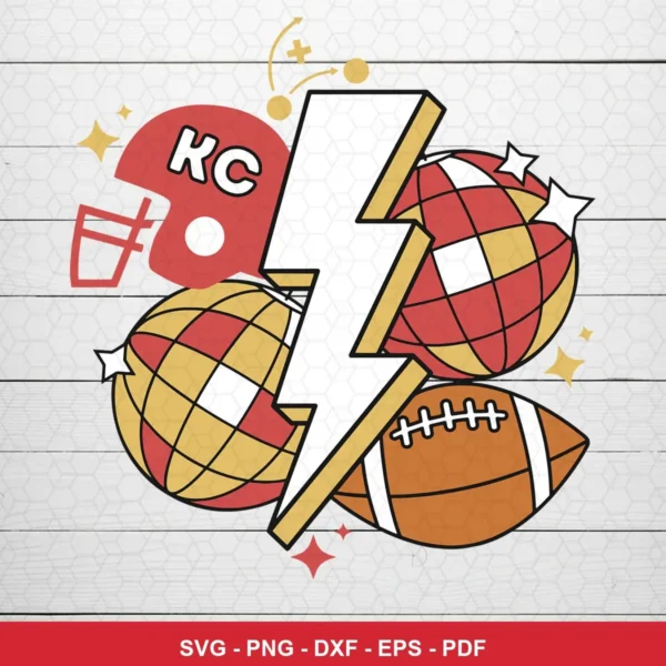 modern cartoon style with bold lines and simplified shapes Chiefs SVG for Cricut and Silhouette