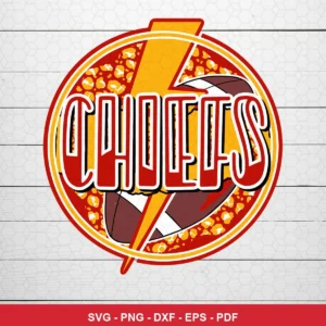 modern cartoon style with bold lines and vibrant colors Chiefs logo SVG expressing team pride for Cricut and Silhouette