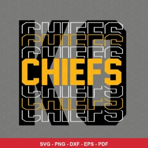 modern bold typography with hexagon pattern background Chiefs SVG expressing team pride for Cricut and Silhouette