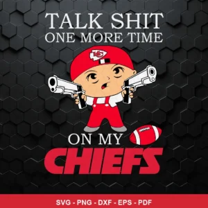 modern cartoon with bold, clean lines and vibrant colors Chiefs SVG expressing dominance and warning for cutting machines