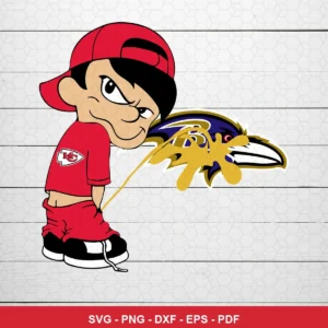 cartoon, modern, bold lines and colors Chiefs logo SVG expressing mockery and dominance for Cricut and Silhouette