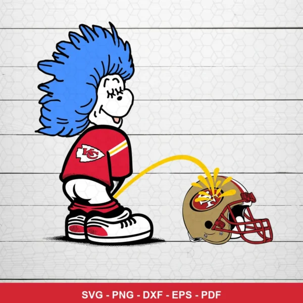 cartoon, humorous, caricature Chiefs helmet SVG expressing mockery and dominance for Cricut and Silhouette