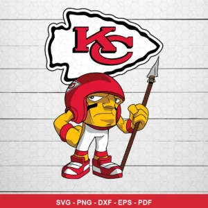modern cartoon character design with bold outlines and vibrant colors Chiefs SVG for Cricut and Silhouette