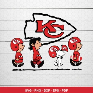 cartoon, Peanuts comic strip inspired Chiefs logo SVG expressing team pride and fandom for Cricut and Silhouette