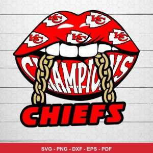modern cartoon with bold graphic elements Chiefs SVG expressing pride and celebration for Cricut and Silhouette