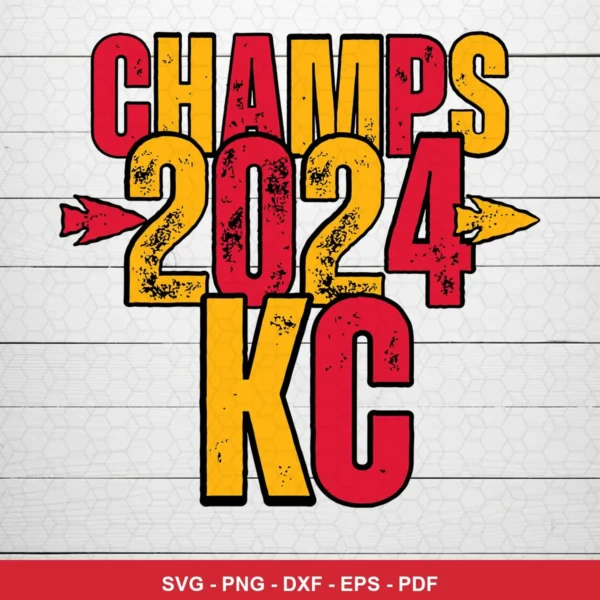 modern, bold typography with distressed texture Chiefs player SVG expressing celebration for Cricut and Silhouette