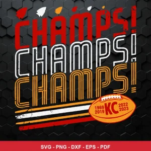 modern, typographic with distressed texture Chiefs player SVG expressing celebration/pride for Cricut and Silhouette