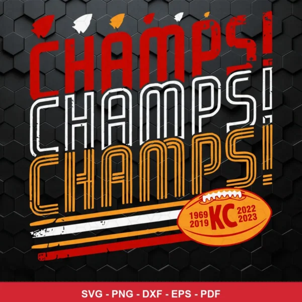 modern, typographic with distressed texture Chiefs player SVG expressing celebration/pride for Cricut and Silhouette