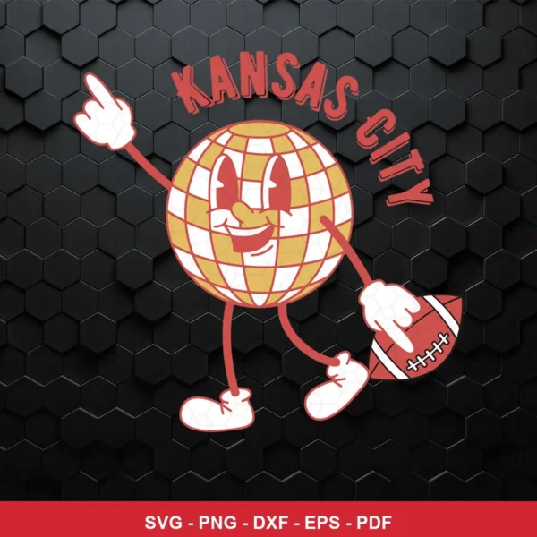 cartoon, cheerful, modern Chiefs SVG expressing cheerfulness, team pride featuring globe character for Cricut and Silhouette