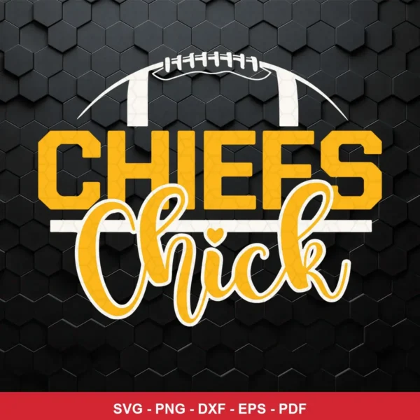 modern, clean typography-based design with subtle football theme Chiefs SVG for Cricut and Silhouette
