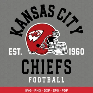 vintage classic sports logo style Chiefs helmet SVG expressing team pride and nostalgia for Cricut and Silhouette