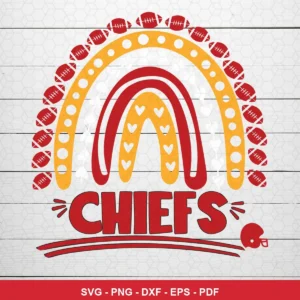 modern cartoon with playful and colorful elements Chiefs SVG expressing team pride and positivity for Cricut and Silhouette