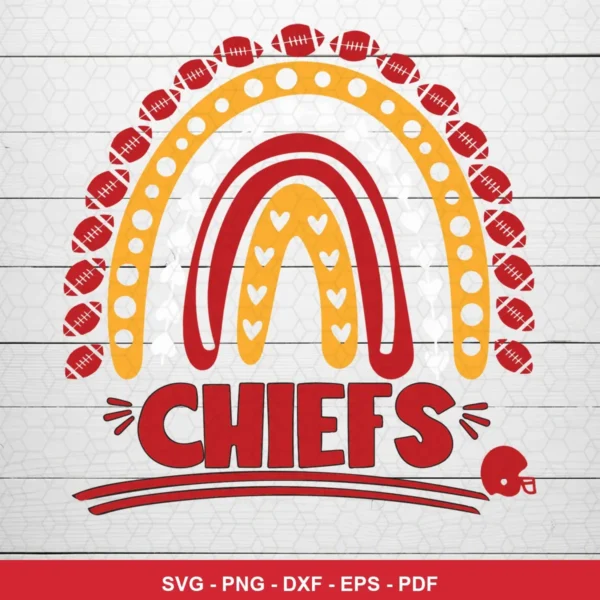 modern cartoon with playful and colorful elements Chiefs SVG expressing team pride and positivity for Cricut and Silhouette
