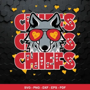 modern cartoon style with bold outlines and vibrant colors Chiefs SVG expressing affection/pride for Cricut and Silhouette
