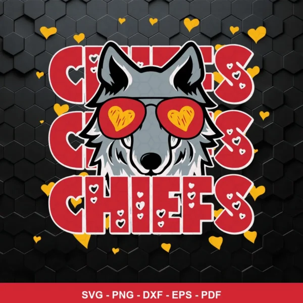 modern cartoon style with bold outlines and vibrant colors Chiefs SVG expressing affection/pride for Cricut and Silhouette