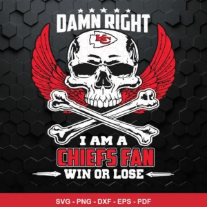 modern with bold, aggressive skull and crossbones motif combined with wing elements Chiefs skull SVG for cutting machines