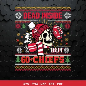 modern cartoon with holiday ugly sweater theme Chiefs SVG expressing team pride with dark humor for Cricut and Silhouette
