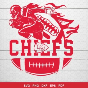 modern, stylized silhouette with dynamic motion lines Chiefs SVG expressing team pride and energy for Cricut and Silhouette