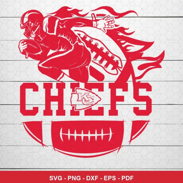 modern, stylized silhouette with dynamic motion lines Chiefs SVG expressing team pride and energy for Cricut and Silhouette