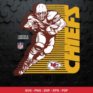 modern, dynamic sports graphic with a stylized running player silhouette Chiefs SVG for Cricut and Silhouette