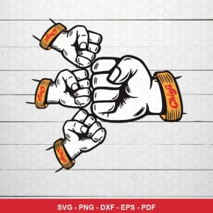 cartoon, bold line art with a modern sports graphic feel Chiefs SVG for Cricut and Silhouette