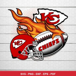 modern cartoon style with bold outlines and vibrant colors Chiefs helmet SVG for Cricut and Silhouette