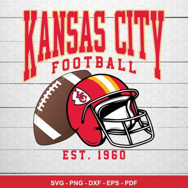modern vintage sports logo style with clean lines and bold typography Chiefs helmet SVG for Cricut and Silhouette