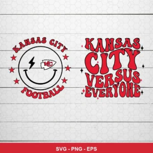 modern cartoon with bold, playful typography Chiefs rivalry SVG expressing team pride and defiance for Cricut and Silhouette