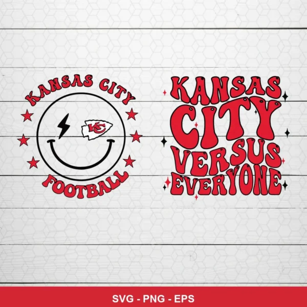 modern cartoon with bold, playful typography Chiefs rivalry SVG expressing team pride and defiance for Cricut and Silhouette