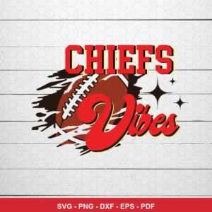 modern cartoon style with bold typography and graphic elements Chiefs SVG featuring football graphic for cutting machines
