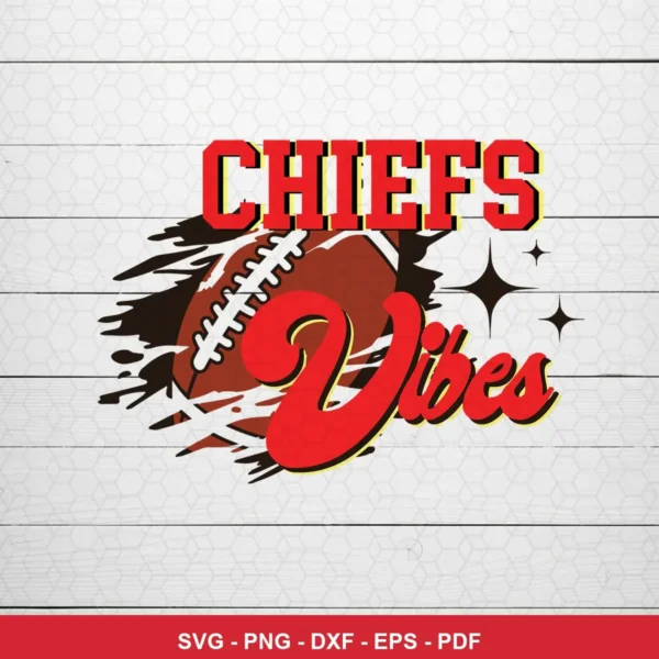 modern cartoon style with bold typography and graphic elements Chiefs SVG featuring football graphic for cutting machines
