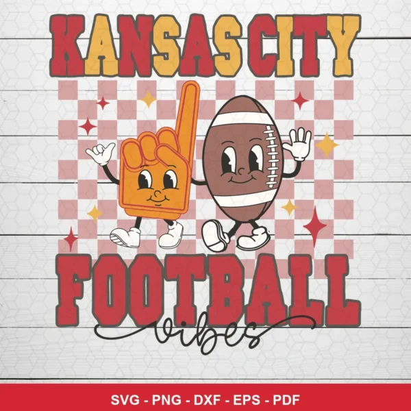 cartoon, playful, modern with vintage typography Chiefs SVG expressing fun, positivity, team spirit for Cricut and Silhouette