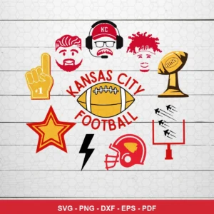modern cartoon style with clean lines and bold colors Chiefs helmet SVG for Cricut and Silhouette