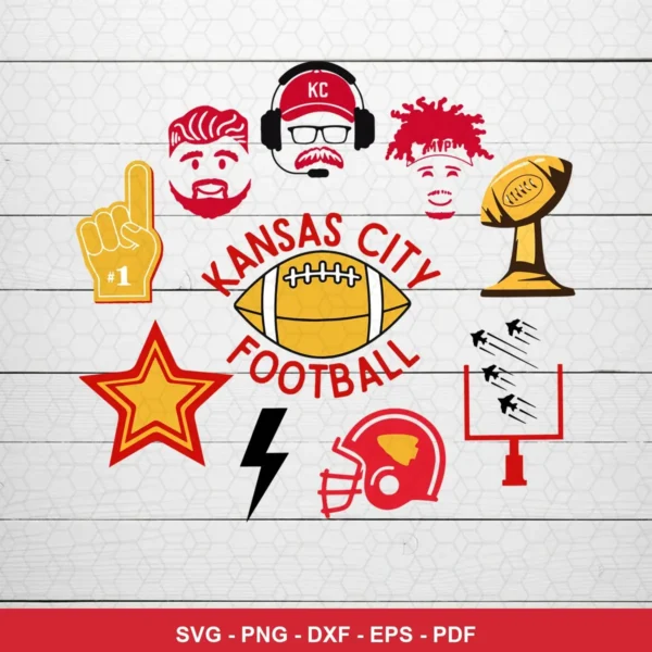 modern cartoon style with clean lines and bold colors Chiefs helmet SVG for Cricut and Silhouette