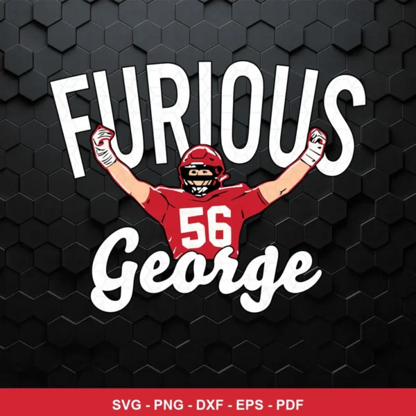 modern cartoon style with bold typography Chiefs player SVG expressing celebration/pride for Cricut and Silhouette