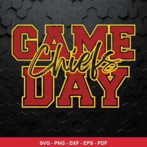 modern, bold typography with a textured background Chiefs SVG expressing team pride and celebration for Cricut and Silhouette