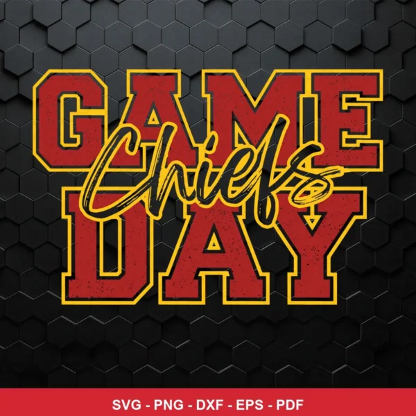 modern, bold typography with a textured background Chiefs SVG expressing team pride and celebration for Cricut and Silhouette
