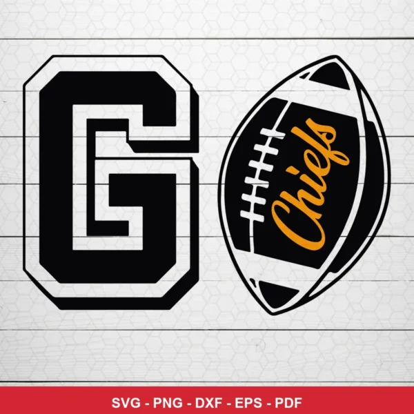 minimalist, modern typography with sports theme Chiefs SVG expressing neutral, supportive for Cricut and Silhouette