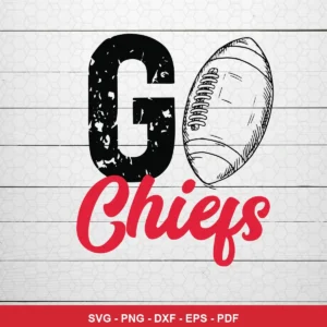 minimalist, vintage-inspired typography with a simple football sketch Chiefs SVG for Cricut and Silhouette