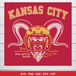 modern cartoon with bold lines and stylized mascot Chiefs helmet SVG expressing motivation and pride for cutting machines