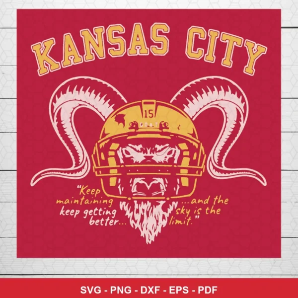 modern cartoon with bold lines and stylized mascot Chiefs helmet SVG expressing motivation and pride for cutting machines