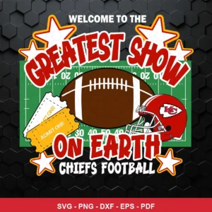 modern cartoon style with bold, playful typography and sports-themed graphics Chiefs SVG for Cricut and Silhouette