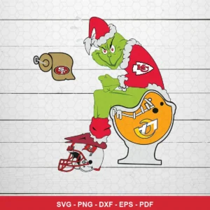 cartoon, humorous, modern digital illustration 49ers Grinch SVG expressing mockery and dominance for Cricut and Silhouette