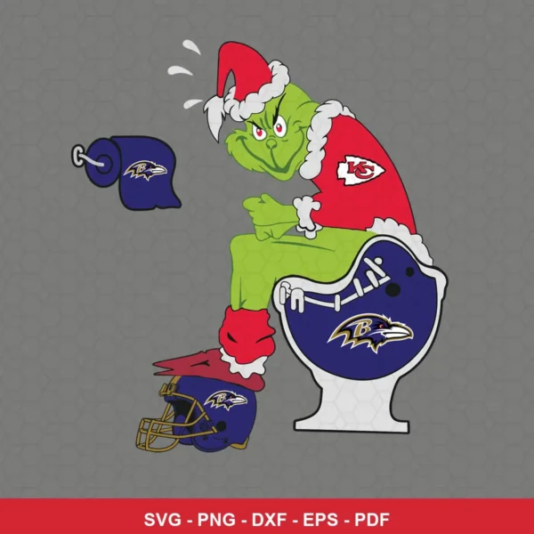 cartoon, humorous, modern digital illustration Chiefs Grinch SVG expressing mockery and dominance for Cricut and Silhouette