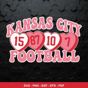 modern, clean, and simple with a focus on typography and heart shapes Chiefs player SVG for Cricut and Silhouette