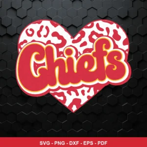 modern, clean, and bold with a cartoonish heart shape and stylized typography Chiefs logo SVG for Cricut and Silhouette