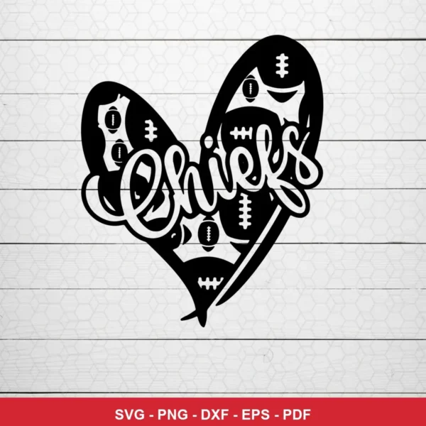 minimalist, modern silhouette with sports theme Chiefs SVG expressing team pride for Cricut and Silhouette