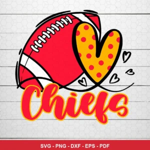 modern cartoon style with playful and simple line art Chiefs SVG expressing love and team pride for Cricut and Silhouette